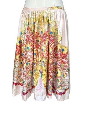 Oilily Peacock Feather Print Whimsical Boho Skirt Euro Size 38